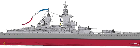 Корабль NMF Richeliuu [Battleship] (1948) - чертежи, габариты, рисунки